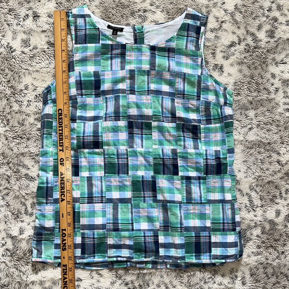 Talbots Patchwork Button Down Back Sleeveless Tan… - image 4